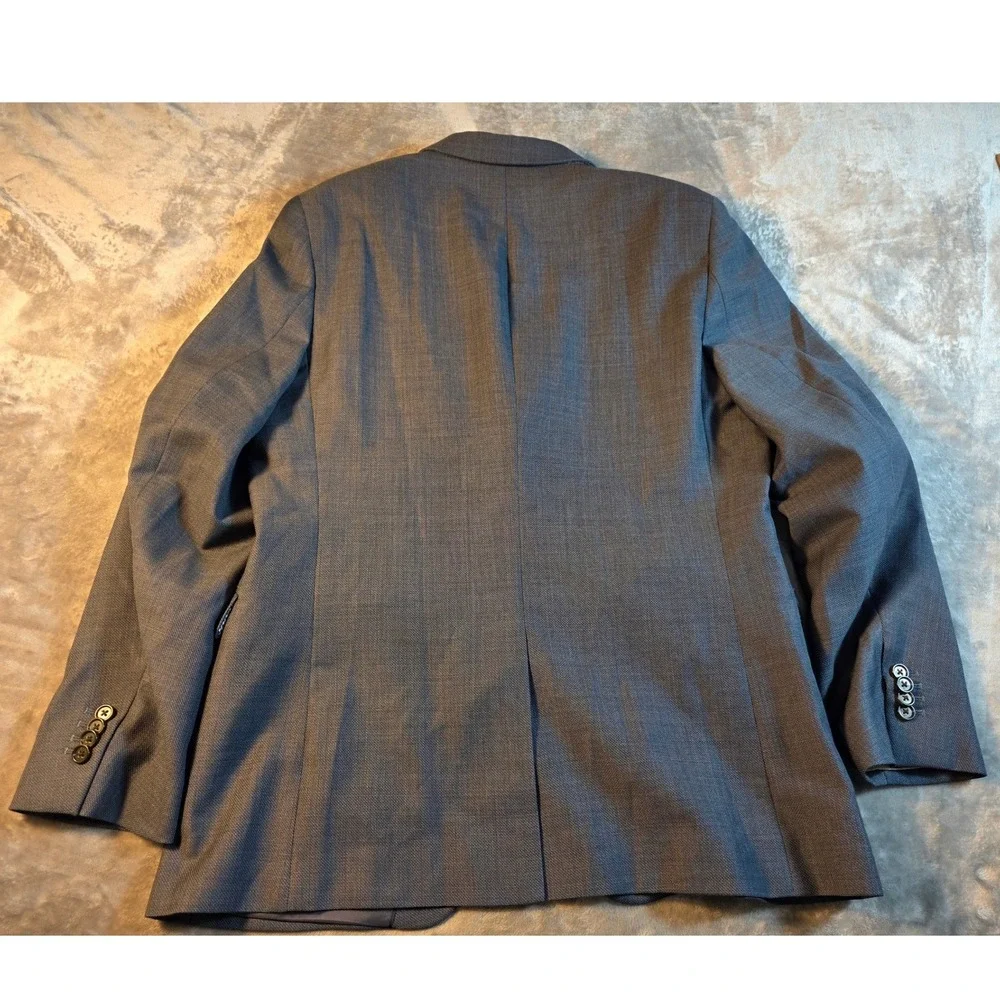 Banana Republic Modern Slim Fit Marzotto Wool Pique Blazer Mens 42R Grayish Blue
